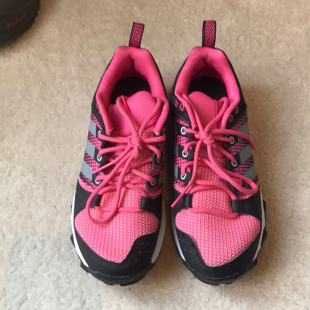 Girls Adidas pink and black sneakers size 5